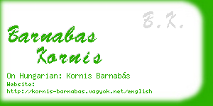 barnabas kornis business card