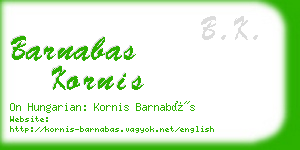 barnabas kornis business card
